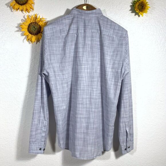 Theory Men’s Pinstripe Button Down Collar Shirt Size Large - Picture 5 of 10